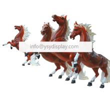 China artificial outdoor big sculpture fiber custom made decorative outdoor running race life size fiberglass horse statue